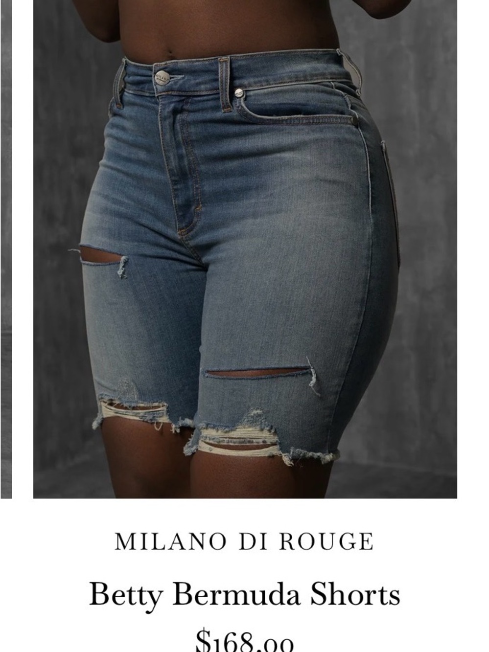 Milano Di Rouge Distressed Jean Bermuda Shorts - Medium Blue
